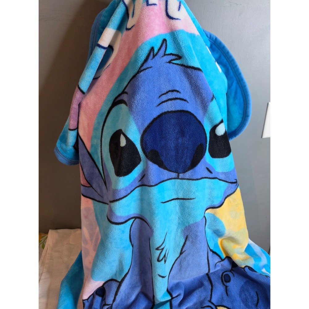 Disney Lilo & Stitch Plush Throw Blanket Blue Pink Fleece Experiment 626